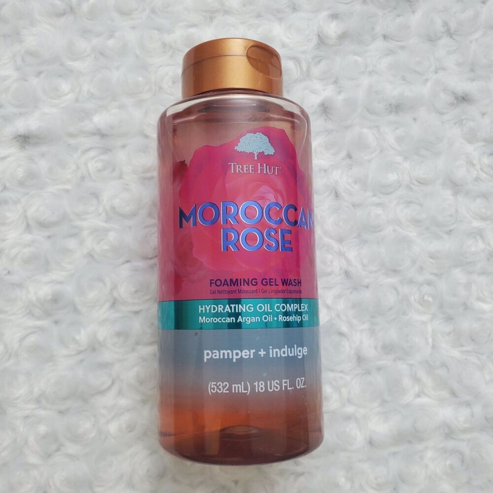 Tree Hut Moroccan Rose Foaming Gel Body Wash Hydrating Shower 18 fl oz pink